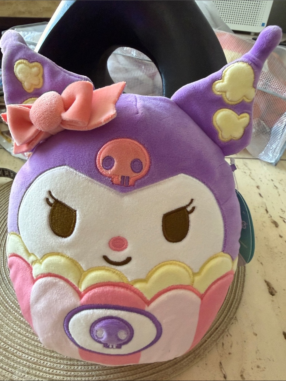 Sanrio Kuromi x Squishmallows 8" Plush with Pink Bow and Purple Accents